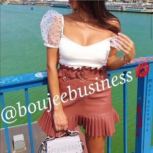 ZARA Pleated Faux Leather Mini Skirt